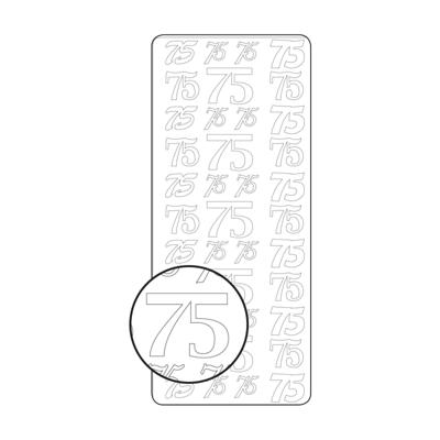 Vaessen Creative • sticker 10x23cm 10pcs zilver cijfer 75