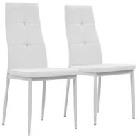 VidaXL Eetkamerstoelen 2 st kunstleer wit - thumbnail
