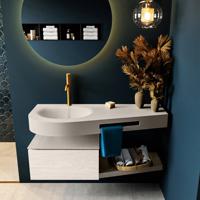 MONDIAZ RIVA 120cm badmeubel onderkast / planchet kleur Underlayment met 1 lade. Wastafel DULCET links 1 kraangat kleur Linen. - thumbnail