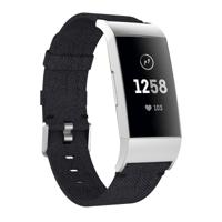 Geweven Vanvas nylon polsband horlogeband voor Fitbit charge 3 (zwart) - thumbnail