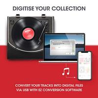 ION Audio Premier LP - Draadloze Bluetooth platenspeler / vinyl platenspeler met luidsprekers, USB-conversie, RCA & hoofdtelefoonuitgangen - Zwart - thumbnail