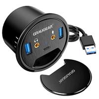 GrauGear G-THUB-AU-60 G-THUB-AU-60 USB-hub 2 poorten USB-A USB 3.0 5 GBit/s Met audiopoorten Zwart - thumbnail
