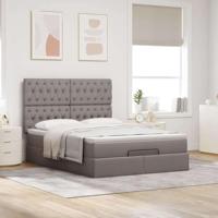 Ottoman bed met matras en LED's 140x190cm stof taupe - thumbnail