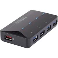Renkforce USB 3.2 Gen 1-hub 4 + 1 poorten Met snellaadpoort, Met status-LEDs Zwart - thumbnail