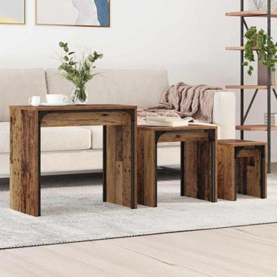 Nesting Koffietafel 3 pcs Oud hout 60 x 35 x 56 cm Bewerkt hout