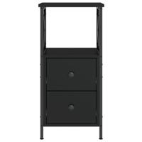 Nachtkastje 34x35,5x70 cm bewerkt hout zwart - thumbnail