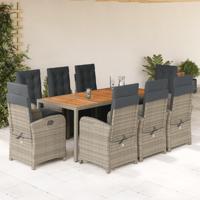 9-delige Tuinset met kussens poly rattan grijs - thumbnail
