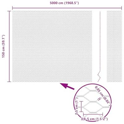 Zeskantig hekwerk Zilver 1.5 x 50 m Gegalvaniseerd staal