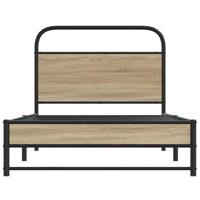 Bedframe zonder matras bewerkt hout gerookt eiken 90x190 cm - thumbnail