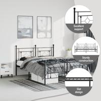 Bedframe met hoofd- en voeteneinde metaal zwart 193x203 cm - thumbnail
