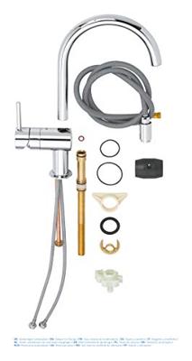 GROHE Minta Keukenkraan - hoog - draaibare/uittrekbare ronde uitloop - chroom 32918000 GROHE Minta Keukenkraan - hoog - draaibare/uittrekbare ronde uitloop - chroom 32918000