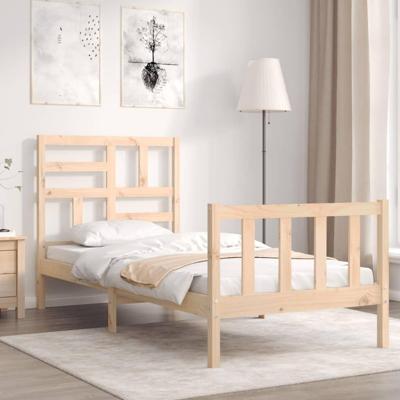 Bedframe met hoofdbord massief hout
