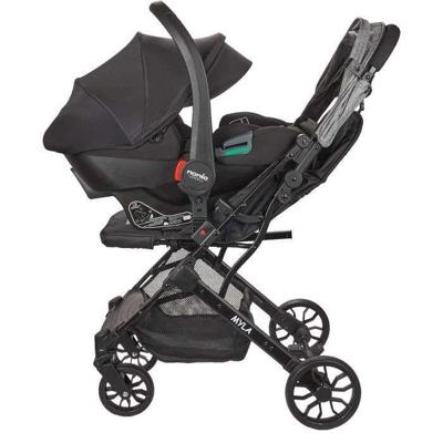 NANIA - 2-in-1 Combinatiekinderwagen met Rimini Autostoel - MYLA - 4 Wielen - Zwart