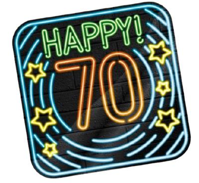 Huldeschild neon 70 jaar