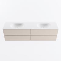 MONDIAZ VICA 180cm badmeubel onderkast Linen 4 lades. Wastafel MOON dubbel 2 kraangaten, kleur Talc. - thumbnail