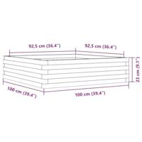 Plantenbak 100x100x23 cm massief grenenhout wit - thumbnail