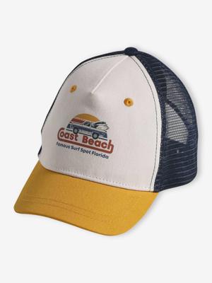 Jongenspet met opdruk ecru Jongenspet met opdruk ecru