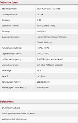 Schabus GX-B2pro ext. Sensor SE Gasmelder Met externe sensor werkt op het lichtnet, werkt via stopcontact Detectie van Ethanol, Methaan, Propaan Schabus GX-B2pro ext. Sensor SE Gasmelder Met externe sensor werkt op het lichtnet, werkt via stopcontact Detectie van Ethanol, Methaan, Propaan
