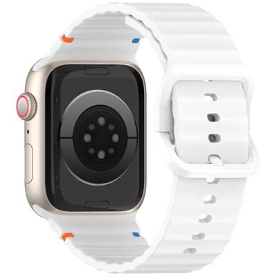 By Qubix - Wave sportband - Wit - Compatible met Apple Watch 38mm / 40mm / 41mm / 42mm - Compatible Apple watch bandjes