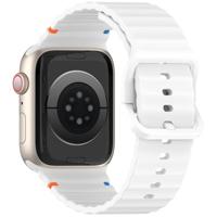 By Qubix - Wave sportband - Wit - Compatible met Apple Watch 44mm / 45mm / 46mm / 49mm - Compatible Apple watch bandjes - thumbnail