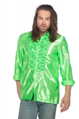 Ruchesblouse satijn neon groen