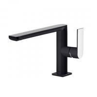 Wastafelmengkraan Tres Loft Colors 1-Hendel Uitloop Recht 15,5 cm Rond Zwart Chroom - thumbnail