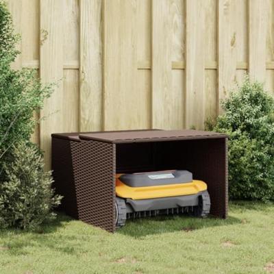 VidaXL Garage voor robotmaaier 86x90x52/57 cm poly rattan bruin VidaXL Garage voor robotmaaier 86x90x52/57 cm poly rattan bruin