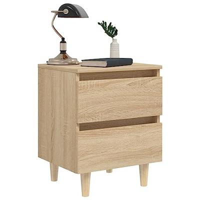 Nachtkastje met houten poten 40x35x50 cm sonoma eikenkleurig Nachtkastje met houten poten 40x35x50 cm sonoma eikenkleurig