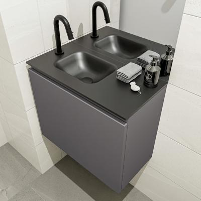 MONDIAZ OLAN 60cm toiletmeubel dark grey. LEX wastafel urban links 1 kraangat