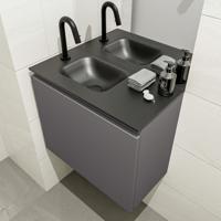 MONDIAZ OLAN 60cm toiletmeubel dark grey. LEX wastafel urban links 1 kraangat - thumbnail