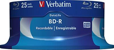 Verbatim BD-R SL Datalife - Blu-Ray-schijf 25 GB, 6x brandsnelheid, krasbescherming, 25 Pack Spindle
