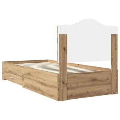 Bedframe met hoofdeinde Artisan Eiken 90 x 190 cm Bewerkt hout
