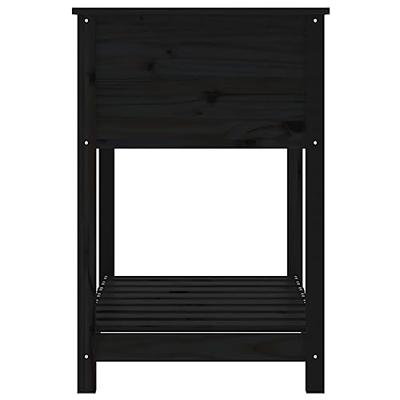 Plantenbak met schap 82,5x54x81 cm massief grenenhout zwart