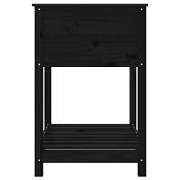 Plantenbak met schap 82,5x54x81 cm massief grenenhout zwart - thumbnail