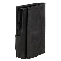 Juscha JU-961301 Pasjeshouder Clicksafe RFID Jachtleer ZW/ZW 8 Pasjes Met Opbergvak Voor Muntgeld - thumbnail
