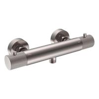Wiesbaden Ribbd thermostatische douchemengkraan hartafstand 15 cm geborsteld staal - thumbnail