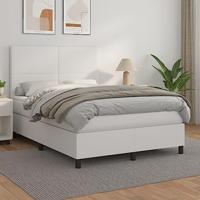 Boxspring met matras kunstleer wit 140x200 cm - thumbnail