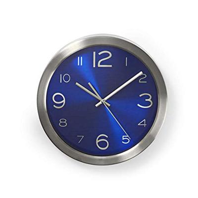 Blauwe wandklok RVS 30cm Blauwe wandklok RVS 30cm