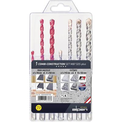 Alpen 0000100007100 SDS-plus MB 7 Universeel boor assortiment 7-delig Alpen 0000100007100 SDS-plus MB 7 Universeel boor assortiment 7-delig