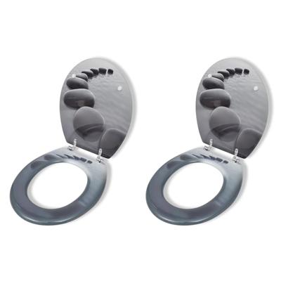 Toiletbrillen met deksels 2 st stenen MDF