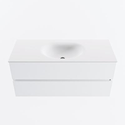 MONDIAZ VICA 110cm badmeubel onderkast Talc 2 lades. Wastafel MOON midden 1 kraangat, kleur Talc.