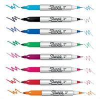 Viltstift sharpie twin tip uf en f zwart - thumbnail