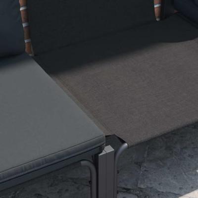 Tuinbankenset met kussen 6 pcs Zwart Staal