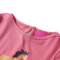 Kindershirt met lange mouwen paardenprint 128 oudroze - thumbnail