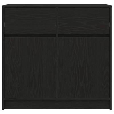 Dressoir met lade 80x34x76 cm spaanplaat zwart eikenkleurig