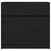 Dressoir met lade 80x34x76 cm spaanplaat zwart eikenkleurig - thumbnail