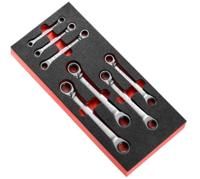 Facom module met 7 ratelringsleutels, kop 15°, 12-kant 6 tot 19 mm - MODM.65J7