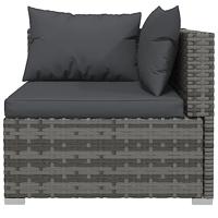 3-delige Loungeset met kussens poly rattan grijs - thumbnail