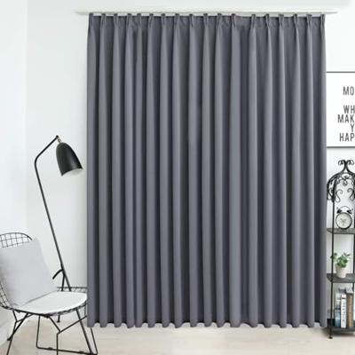 VidaXL Gordijn verduisterend met haken 290x245 cm grijs