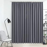 VidaXL Gordijn verduisterend met haken 290x245 cm grijs - thumbnail
